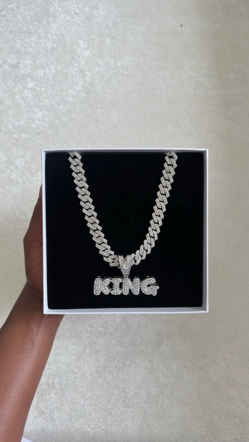 Iced Cuban Link Chain with “KING”Pendant