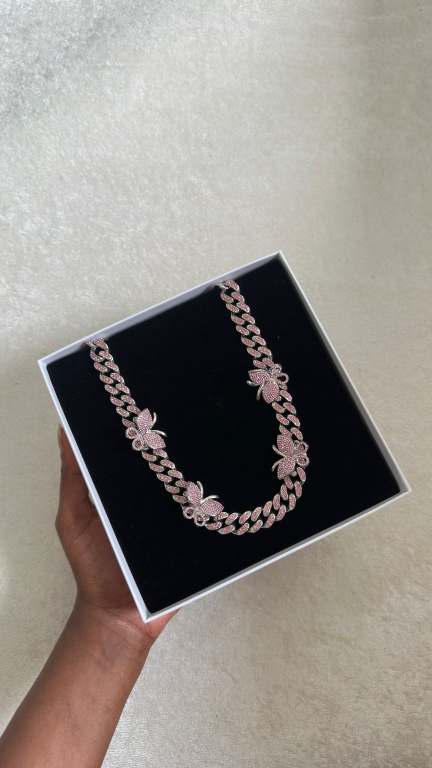Cuban Sliver-Rose Necklace