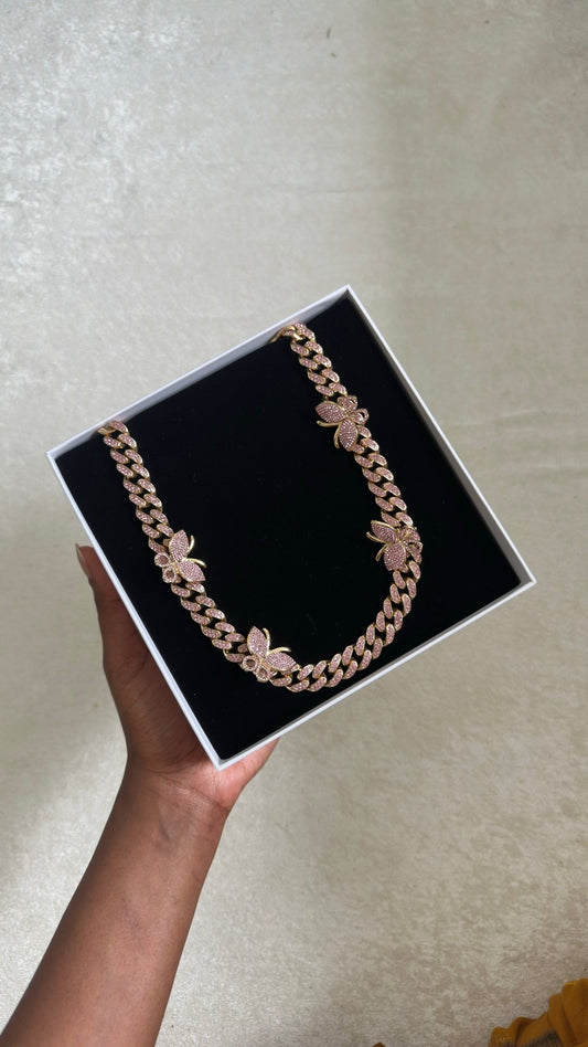 Cuban Link Butterfly Chain Necklace